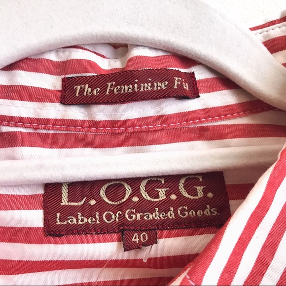 ♦️L.O.G.G RED WHITE STRIPE OPEN SHOULDER TOP! - Picture 10 of 12